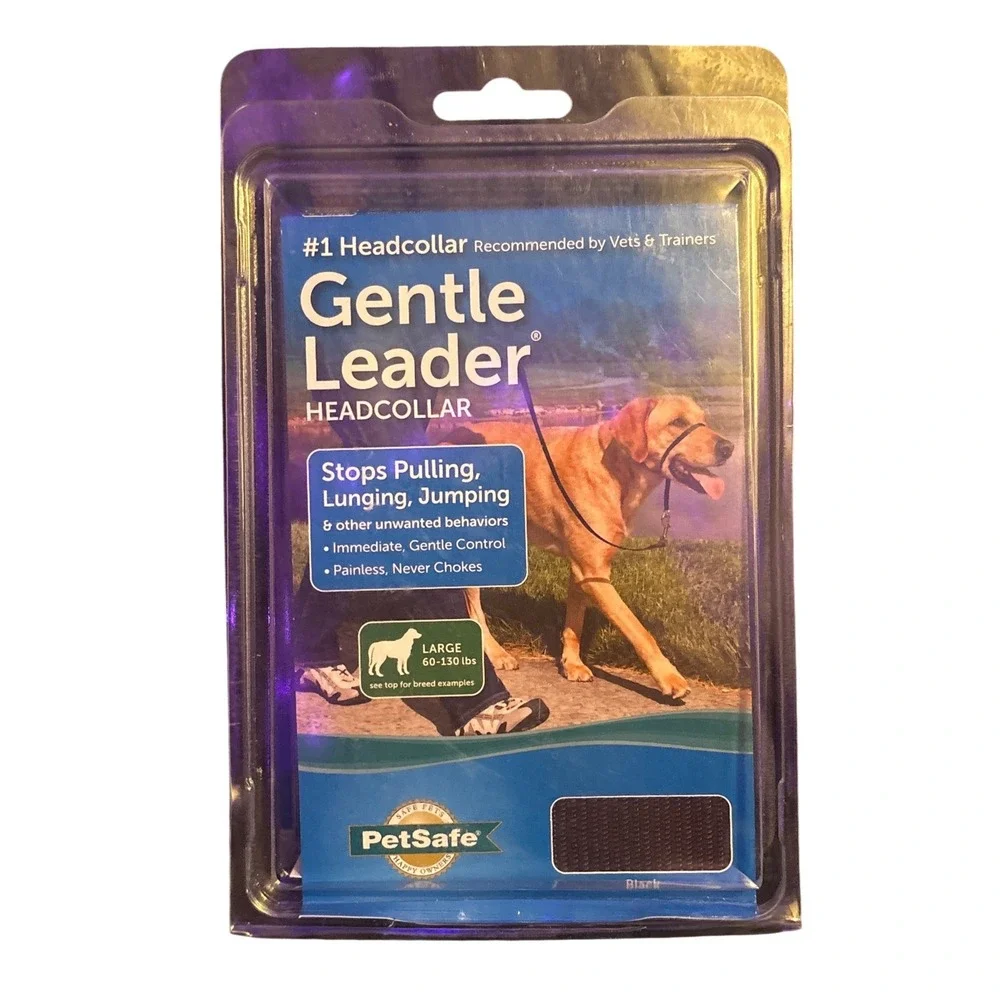 NEW PetSafe Gentle Leader No-Pull Headcollar Black Dog Training 60-130 lb Large